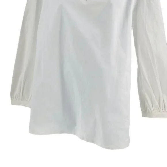 Tuckernuck Bouvier Blouse White Poplin Ruffle Neck NWT Size L - Picture 6 of 12